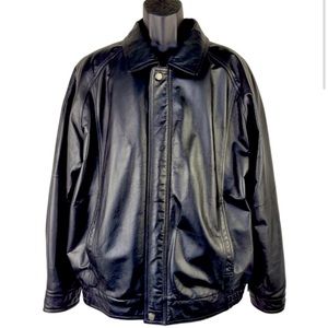 Danier men’s black Classic full zip genuine leather bomber jacket size XL